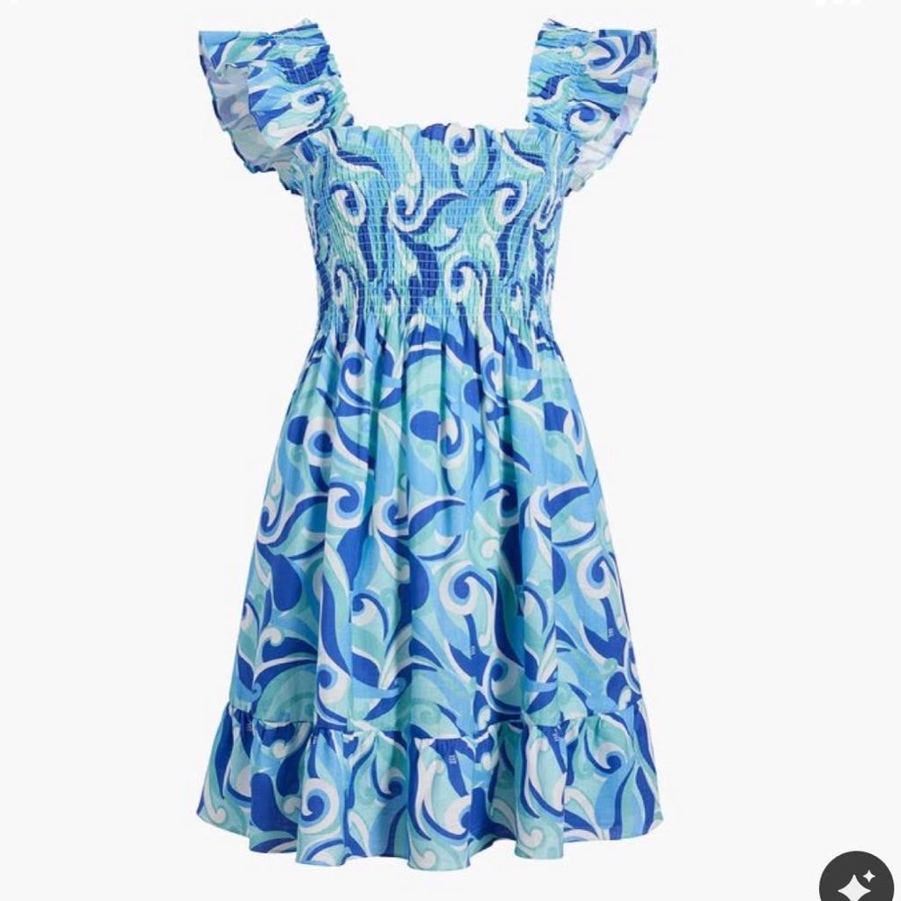 Hill House Elizabeth Ocean Kaleidoscope Linen Nap Dress Sz L